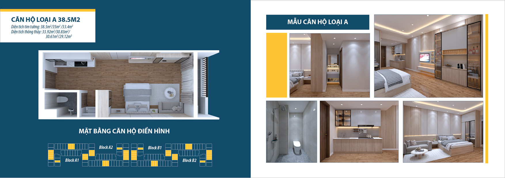 Mặt bằng căn hộ loại A 38.5m2